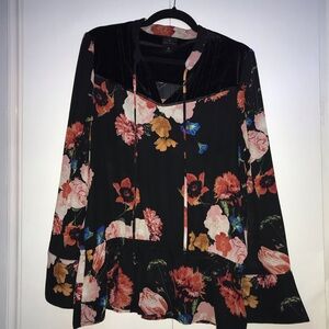 Worthington Black Peplum Blouse with Ruffled Sailor Collar